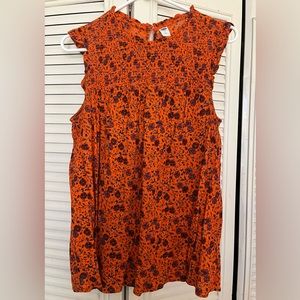 Old Navy Orange Floral Peasant Blouse.
Ruffle Trim.